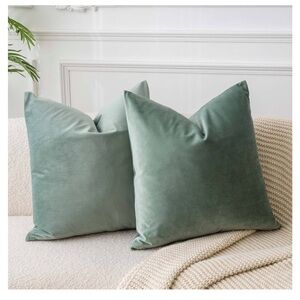 Green Velvet Euro Sham Pillow Covers (set of 2)